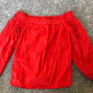 J Crew Off the Shoulder - 6 - Bright Coral/Red
